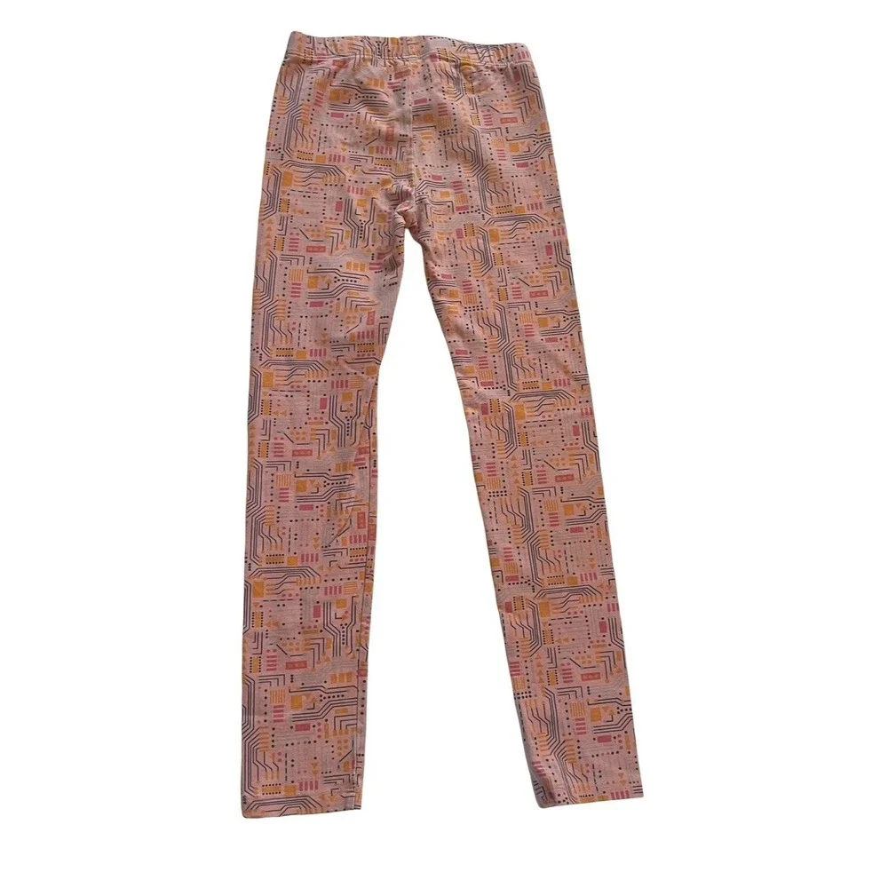 Piccolina Girls‎ Size 10 Leggings, Lot of 2, Red Travel & Pink Geometric Coding